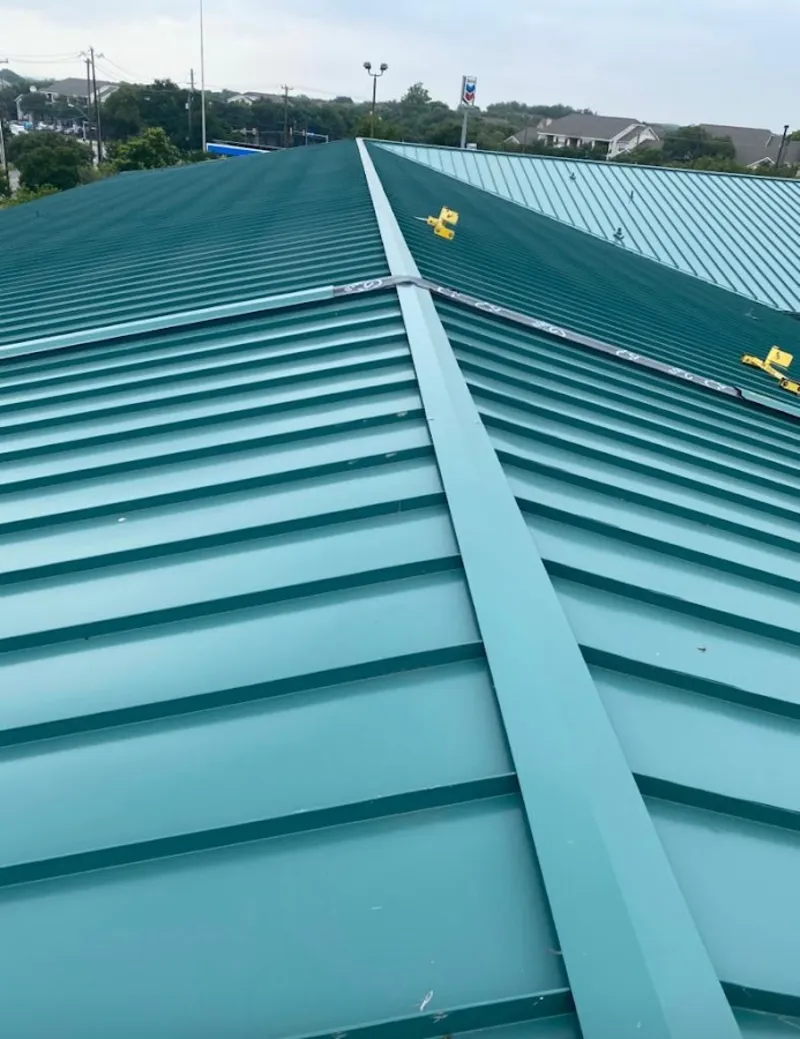 Green commercial metal roof ridge and valley for Metal Roof Repair in Westampton